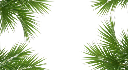 Fototapeta premium Palm Leaves Frame On Black Background