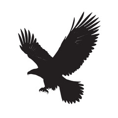 Obraz premium Silhouette shows the striking eagle with wings spread wide for flight against a transparent backdrop