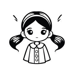 cute vector doodle avatar of cute little girl 