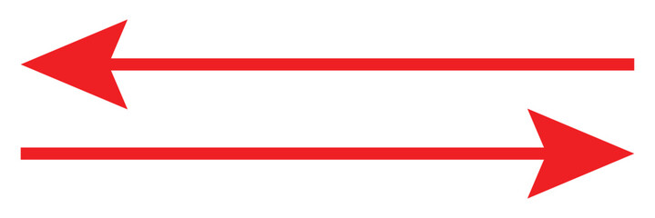 This is an illustration of an arrow going in both directions (red double arrow).EPS10