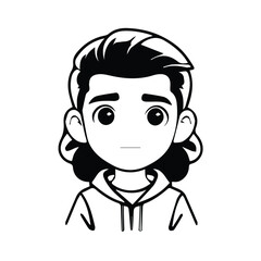 Obraz premium cute vector doodle avatar of boy long hire 