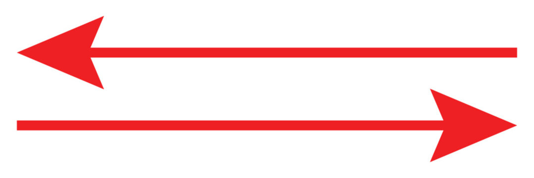This is an illustration of an arrow going in both directions (red double arrow).EPS10