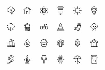 A futuristic set of vector icons showing how smart tech and sustainability blend in urban planning — perfect for smart city projects, policy proposals, and presentations