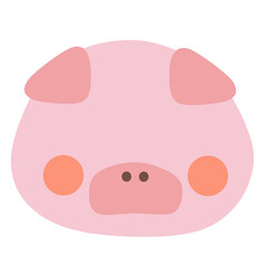Faceless Cute Pig Face Illustration with Blush Cheeks