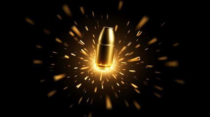 Abstract of bullet flying on high speed on dark black background