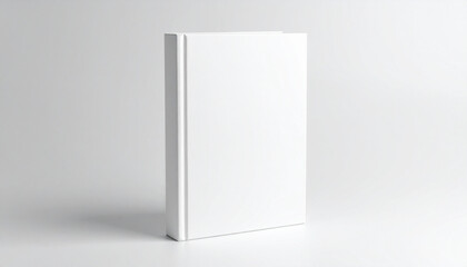 Vertical standing blank white book cover mockup. Realistic 3D template for showcasing novel design or branding on an isolated background.