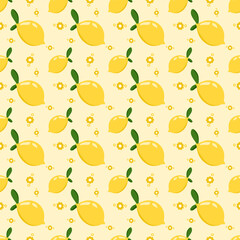 Lemon and flower pattern. fresh color style background. repeated shape. yellow lemon pattern.