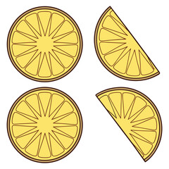 Pineapple Slices in Full and Half Circle Views Isolated on White Background