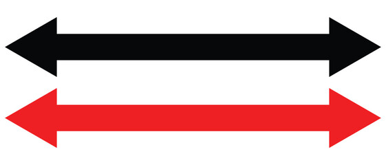 arrows pointing both ways. Both sided right left pointing arrow. Horizontal double-headed arrow. Dual sided arrow vector. Arrows data transfer icon. EPS10