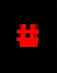 Obraz premium A red, pixelated, block-like symbol on black