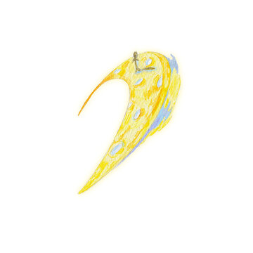 Watercolor digital illustration, Yellow moon