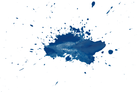 Blue splash watercolor brush isolated on transparent background