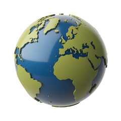Naklejka premium A detailed globe showing continents and oceans against a white background