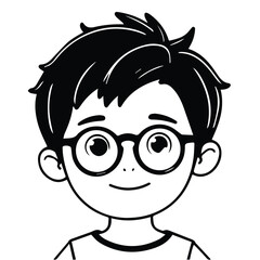 cute vector doodle avatar of boy wearing glasses