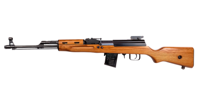 Weapon of Precision: A meticulously crafted rifle stands ready, showcasing its intricate design and powerful presence, embodying strength and precision.