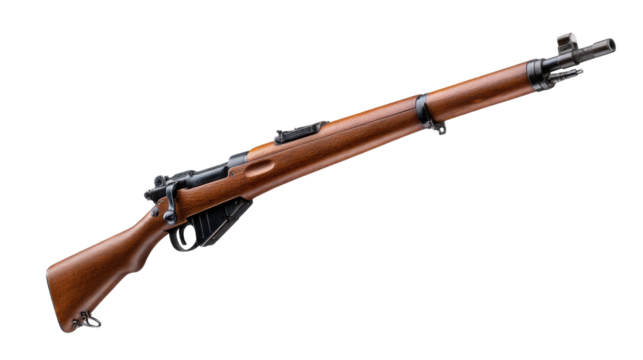 Classic Rifle: An antique rifle is presented against a backdrop, capturing the raw power of history and the precision of craftsmanship.