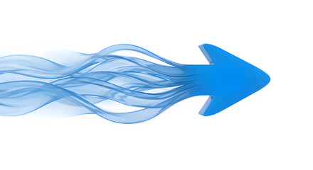 Blue arrow with motion blur effect isolated on white background