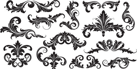 Elaborate Black Flourishes and Swirls Decorative Design Elements scroll ornament