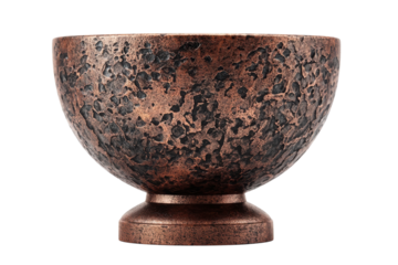 Textured copper vessel bowl antique metal art unique design decorative object home decor isolated