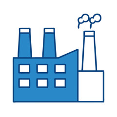Obraz premium An illustrated factory emits smoke, signifying industrial processes and operations. Its clean, minimalistic design highlights industry and production.