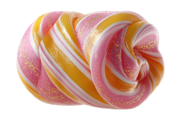 Candy Delight Swirled Lollipop Treat with Gold Sprinkles on Black Background Sweetness Dessert