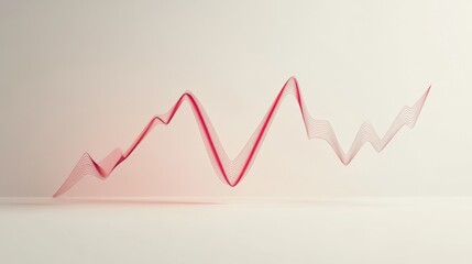 Abstract graph with red lines showing upward trend on white background