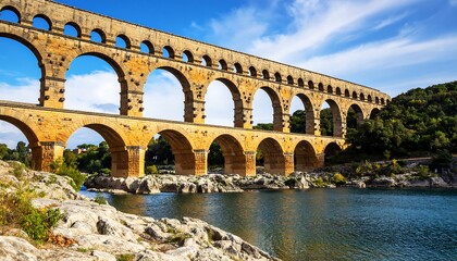 Fototapeta premium Ancient stone arch bridge over a river