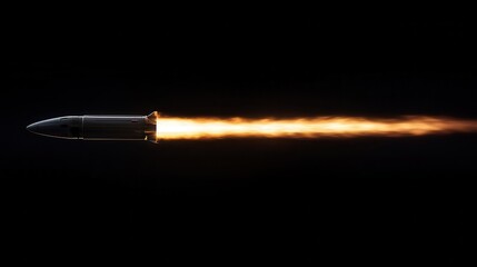 Fototapeta premium Missile launching into outer space at night