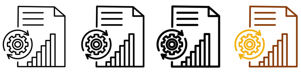 Digital process icon set in modern outline style for workflow systems, automation dashboards, and software UI, featuring multistyle stroke and full color variation set