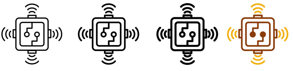 Smart sensor icon set in clean outline style for IoT devices, automation control UI, and smart systems, featuring multistyle stroke and full color variation set