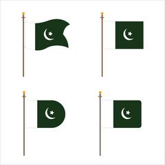 Set of Pakistani Flags in Various Styles and Angles