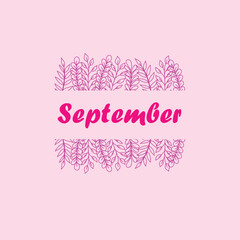 Elegant Floral Design Celebrating September with Typography Art
