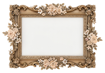 Vintage floral wood picture frame with carved roses for home decor and artistic styling ideas now