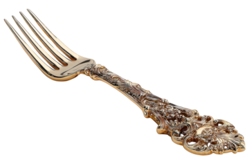 Golden Fork Intricately Designed Luxury Dining Tableware Elegant Meal Artful Cutlery Food