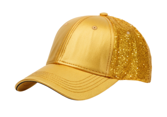 Sparkling golden baseball cap with glitter fashion accessory shiny headwear style design trendy
