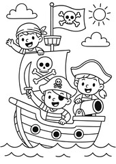 coloring sketches for kids about pirates