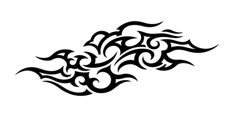 Tribal Fire Clipart with Black Flame Outlines on White Background