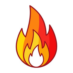 Modern Flat Fire Flame Icon with Bold Color Blocks