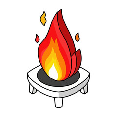 Modern Isometric Fire Clipart in Colorful Geometric Shape for Design Projects