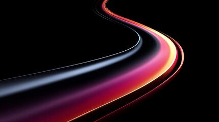 Dynamic Curved Light Trail on Black Background with Gradient Colors