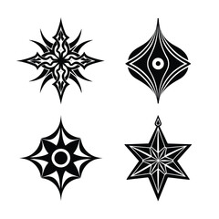 Tribal Star and Geometric Tattoo Vector Silhouette Bundle Abstract Ornament Designs

