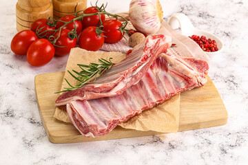 Raw lamb ribs rack for cooking