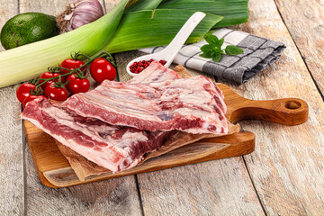Raw pork ribs for cooking