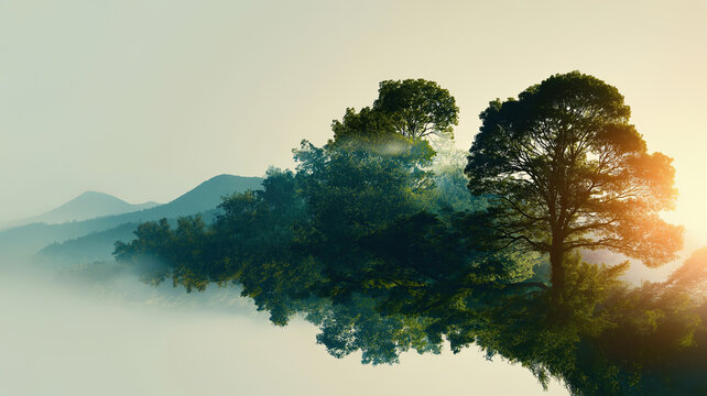 Vibrant Abstract Background With Serene Trees Generative AI