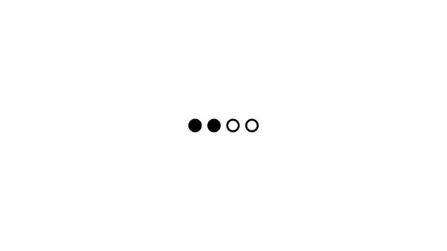 Minimalist icon with four dots aligned horizontally, transitioning from solid black to outlined circles, symbolizing loading or transformation.
