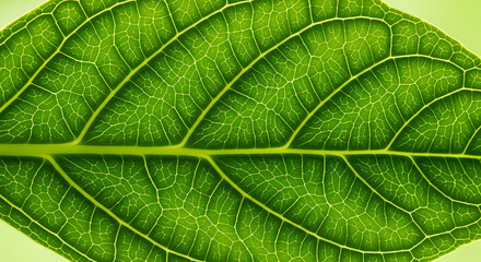 Macro detail of a fresh green leaf showing its intricate vein texture and vibrant pattern