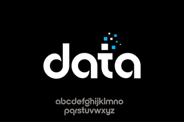Modern Data Logo Design with Pixel Accents