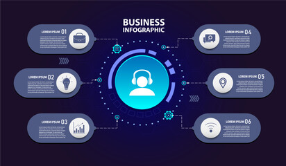 Business data visualization. Process chart. Abstract elements of graph, diagram with steps, options, parts or processes. vector business template for presentation.