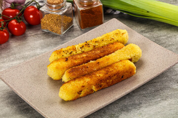 Crispy breaded mozarella cheese sticks