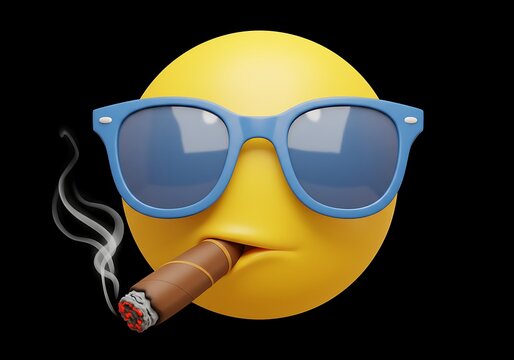 Cool emoji smoking cigar silhouette